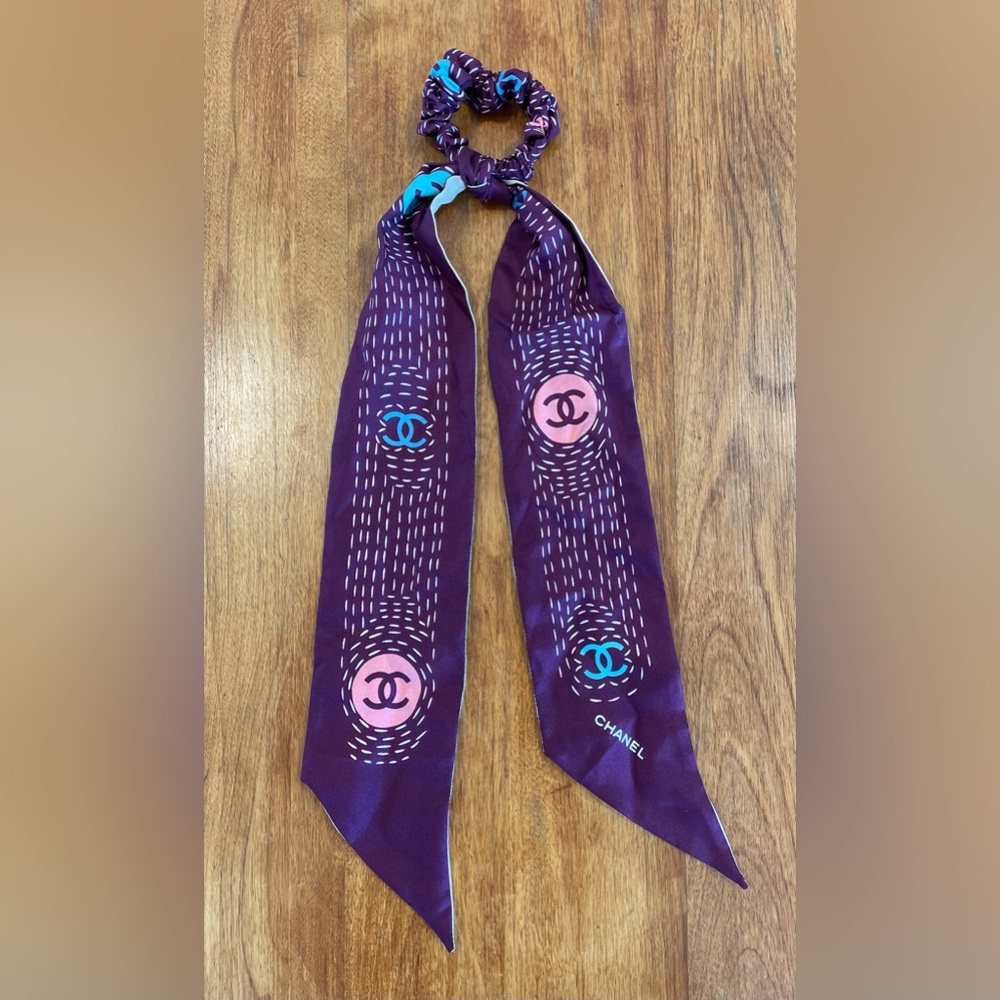 Chanel silk hair tie and scarf